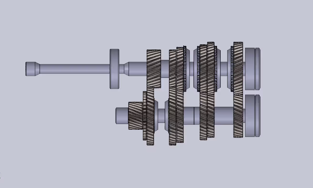 Top view of the gearbox CAD design